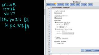 #27. Hypothesis Test for a Population Percentage in StatCrunch