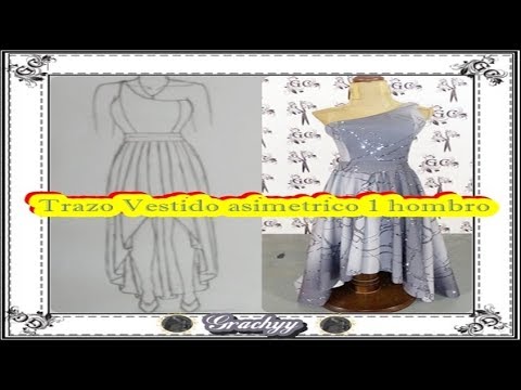 Como hacer trazo vestido asimetrico 1 hombro YouTube