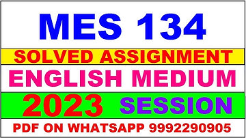 mes 134 solved assignment 2022-23 | mes 134 solved assignment in english 2022-2023 | mes 134 2023