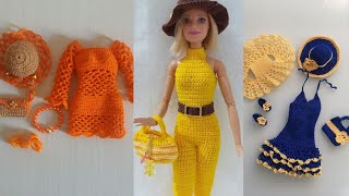 Barbie Elbise Yapımı Örgü Barbie Kıyafetleri knit barbie clothes #örgü #crochet #knitting #barbie