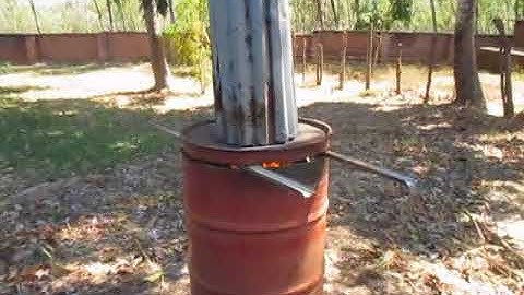 Biochar oven in action.