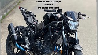 Yamaha Mt25 Detaylı Temizlik Komple Grenaj Sökme Egzoz değişimi  #mt25 #fypshorts#motosiklet #wash