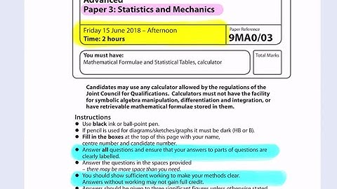 Edexcel 2018 Paper 3 Statistics and Mechanics 9MA0 Advanced Walkthrough Solutions