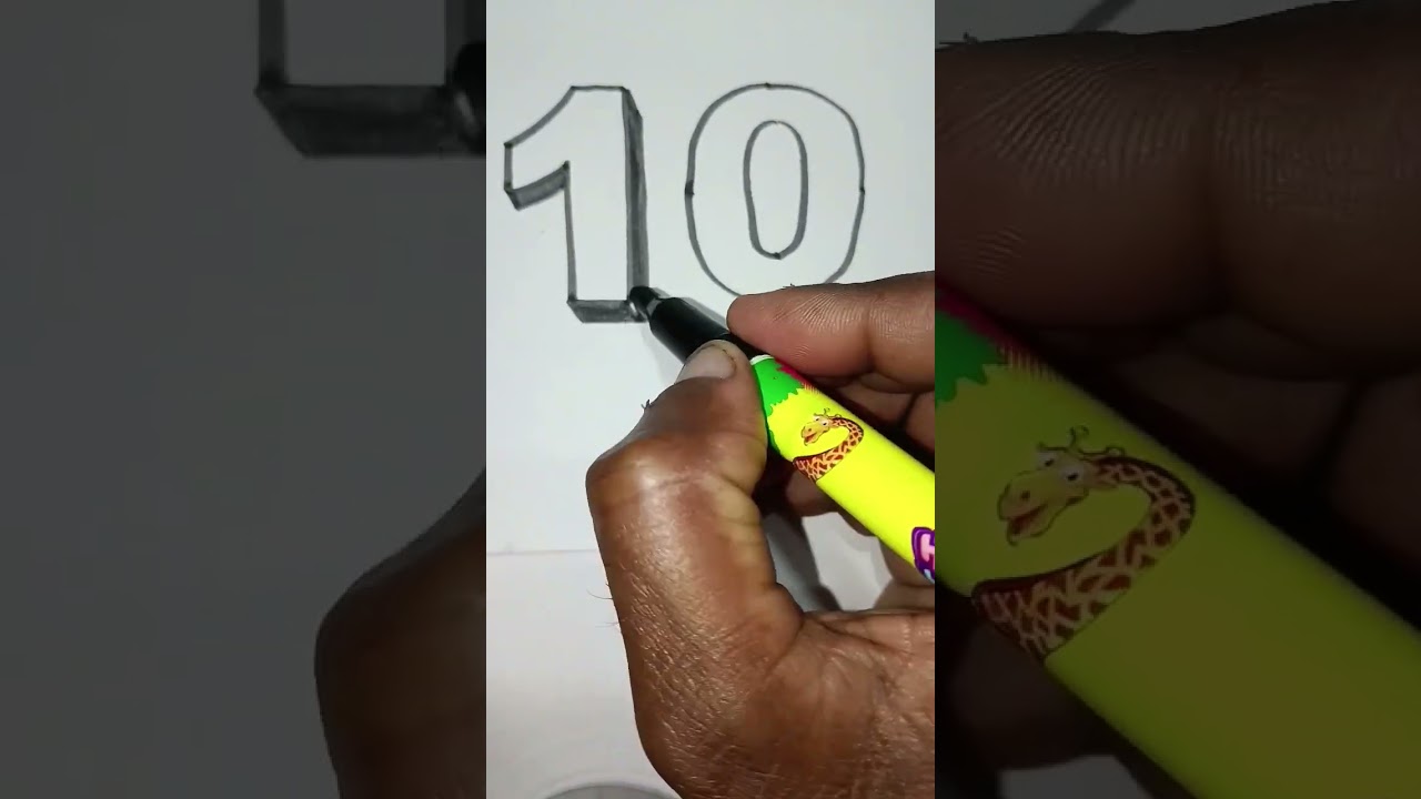 How To Draw 3d Numbers of 10 | Learn To Write In 3d 10 | Trick Art On Paper