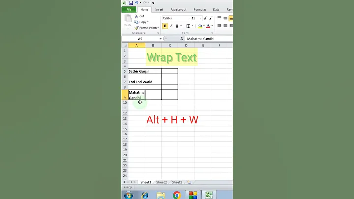 Wrap Text in Excel with Shortcut Key 🧠 | Excel Tips 2025 #shorts