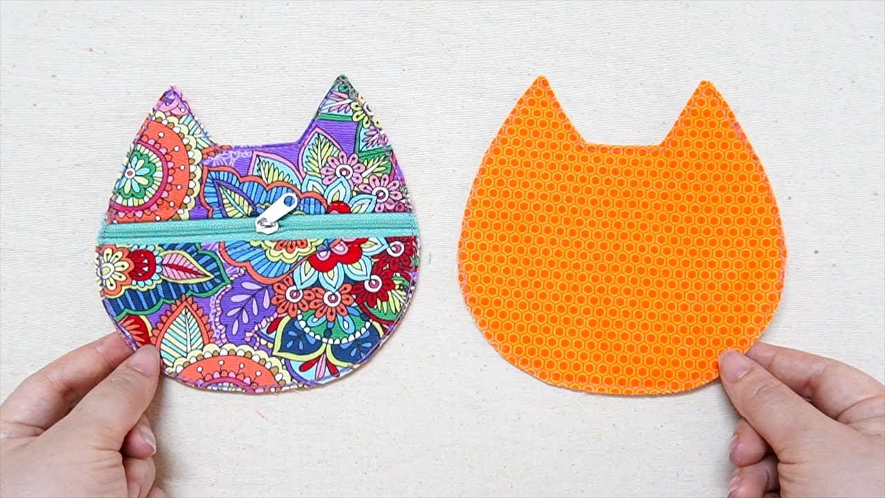 Very cute gift from fabric 💟 Kitty coin purse sewing