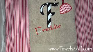 Pirate Hook Sword Fabric Applique Letter on Bath Towel- video demo