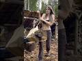 How i stay warm  off the grid  chopping wood in the wilderness youtubeshorts offgrid alone axe