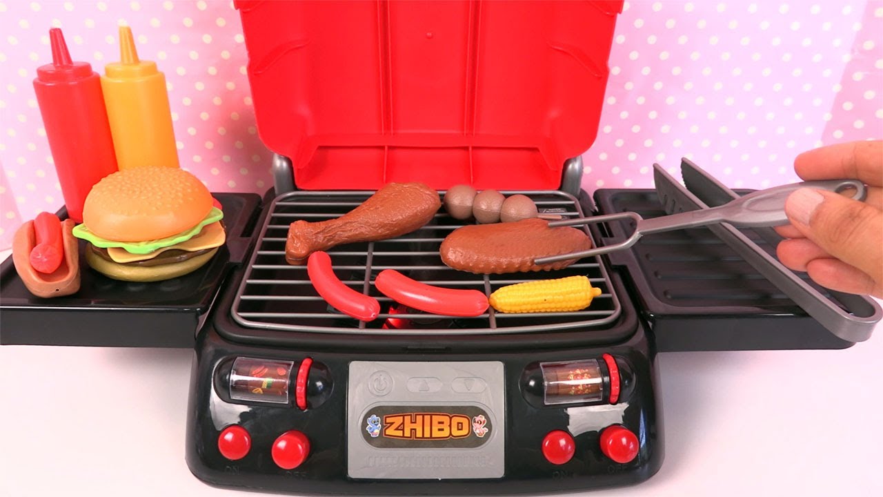Jouet Barbecue Enfant Woyufen - Jeu D'imitation Cuisine Avec Aliments - 4 Sets Inclus - Éducatif 3+ Ans