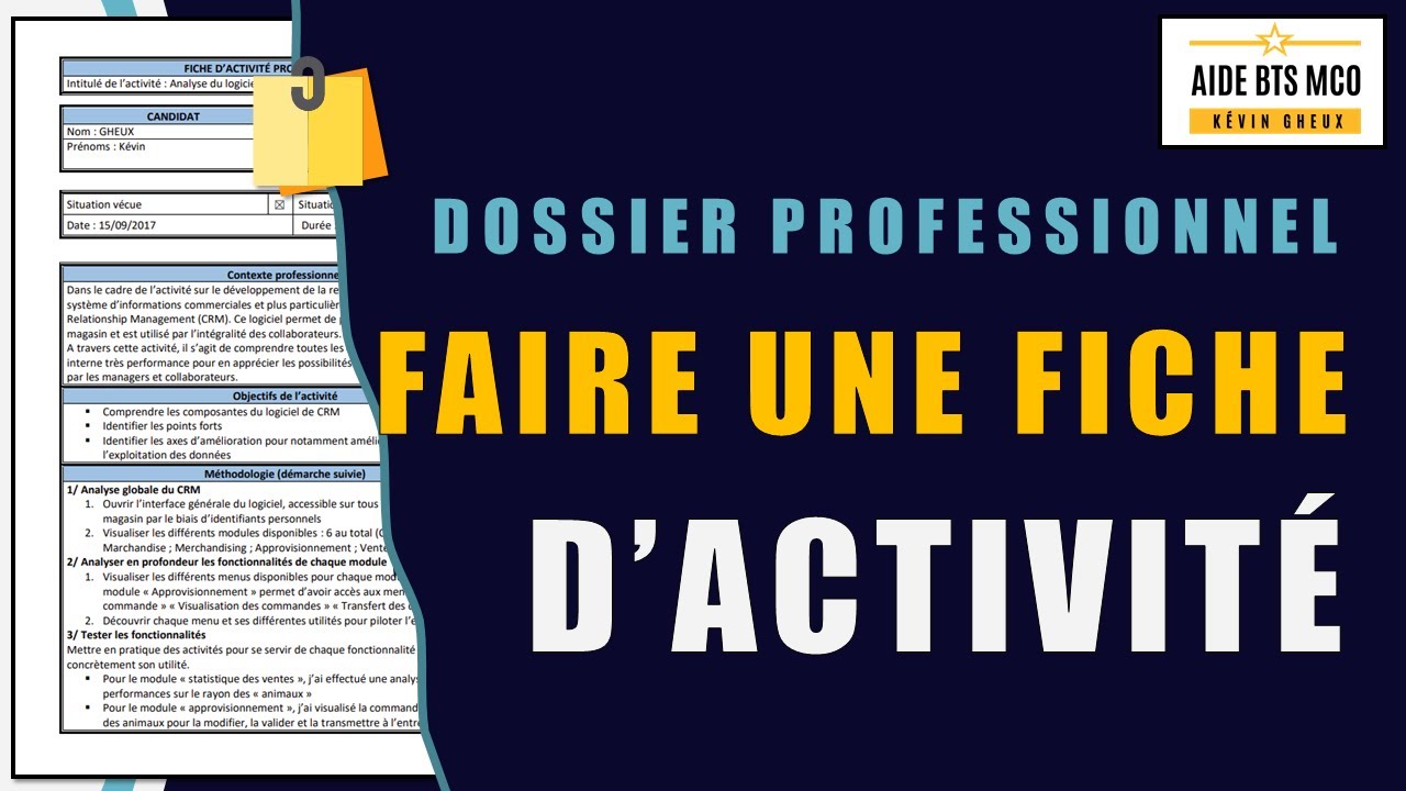 Exemple Page De Garde Pour Une Fiche D'activité Pro Comment faire une FICHE d'activité en BTS MCO ? | ADOC et DRCV - YouTube