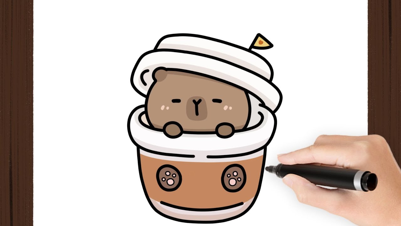 How To Draw a CAPYBARA COFFE KAWAII I Easy