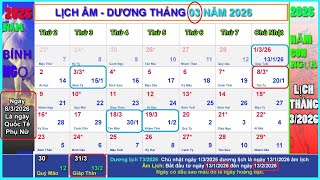 Lunar calendar March 2026 - Lunar calendar March 2026, Year of the Fire Horse