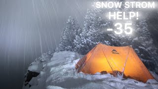 -35C EXTREME COLD WINTER CAMPING in a HOT TENT Solo Winter Camp in a BLIZZARD! ASMR