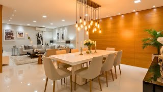 Modern Dining Room Ideas Lighting, Wall Decor, And Wooden Tables For An Elegant Modern Dining Area