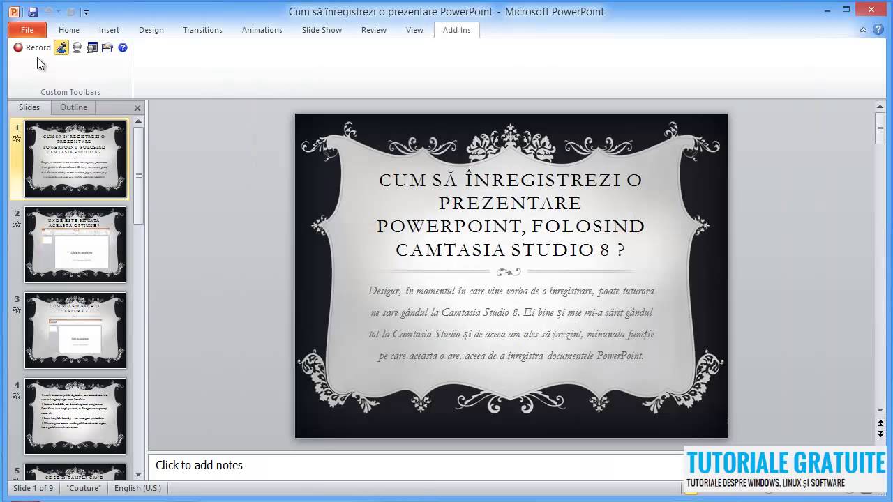 Cum sa inregistrezi o prezentare PowerPoint folosind Camtasia Studio 8 ? -  YouTube