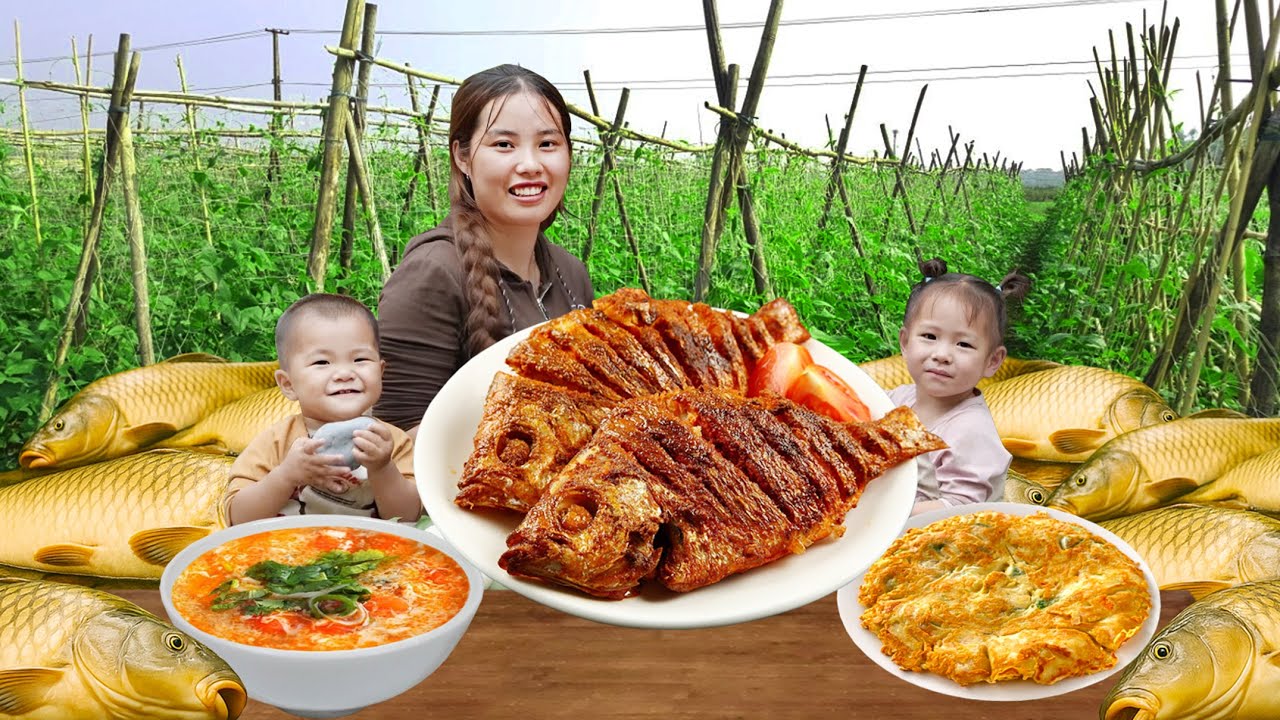 Dinner with Spicy Fried Fish, Omelette & Tomato Soup after a Huge Fishing Harvest | Village Life