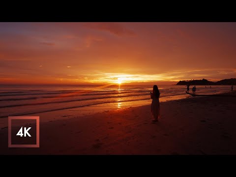Relaxing Ocean Walk Koh Chang Island Sunset with Calm Ocean Waves for Sleep ASMR