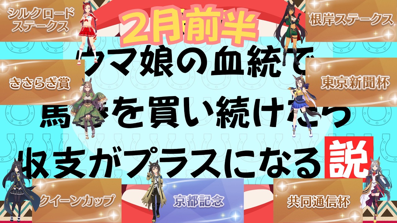 【ウマ娘】2月前半・WN5キャリーオーバーと降雪延期とサウジ…波乱だらけの中ウマ娘血統で馬券を勝った結果…