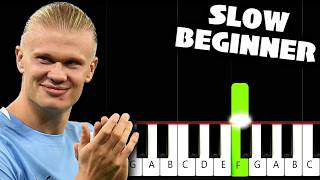 Haaland Song (Ha Ha Ha) - SLOW BEGINNER Piano Tutorial @Peter_PlutaX