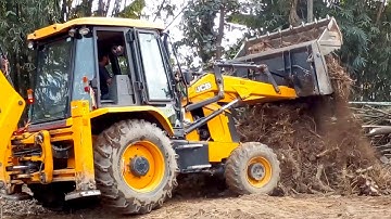 SkillFull-Jcb Operator Pulling Out Tree Roots-Agriculture Science JCB 3Dx Super-Backhoe Machine