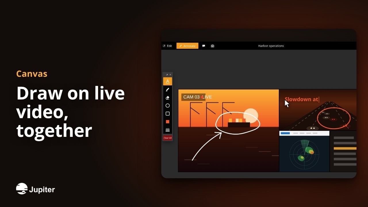 Draw on live video, together, Jupiter Canvas video