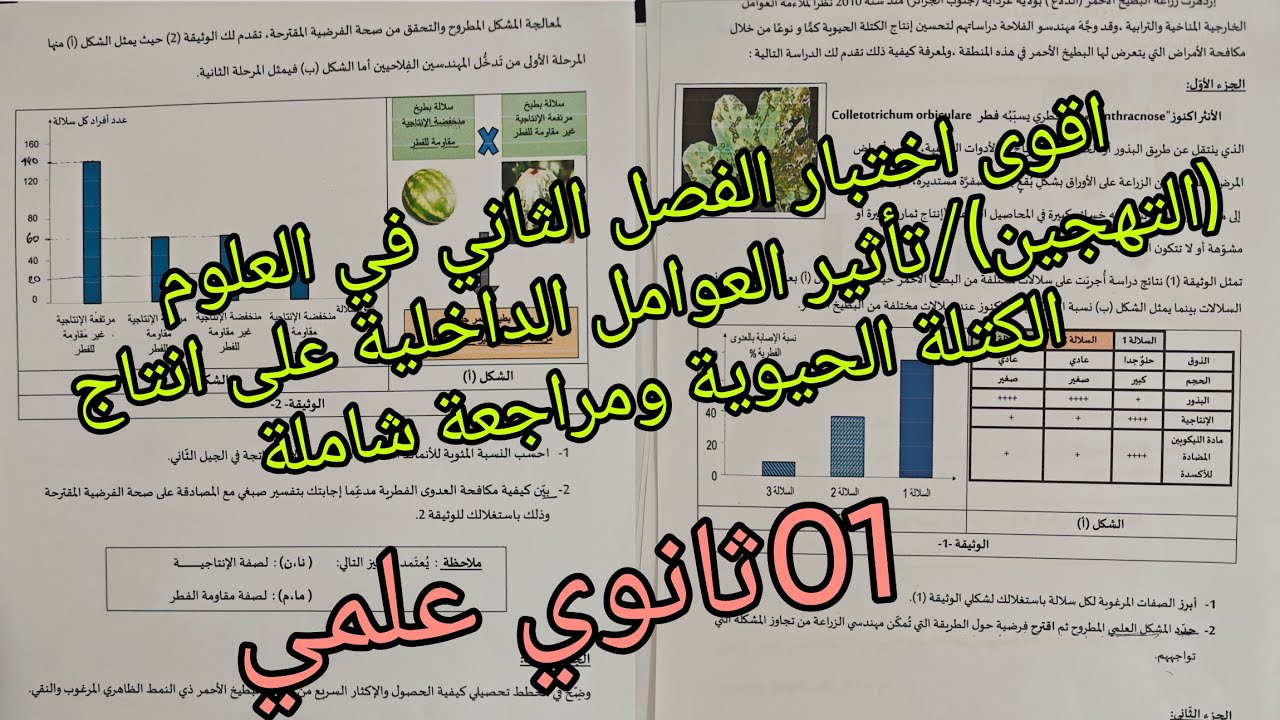 اقوى اختبار ومراجعة الفصل الثاني في العلوم (التهجين)للسنة الاولى ثانوي علمي 