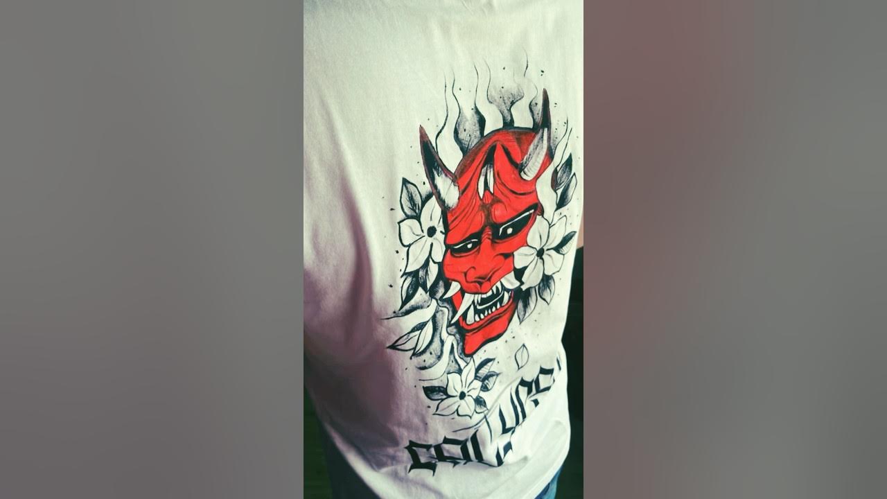 Роспись футболки в японском стиле акрилом #samuraiart - YouTube