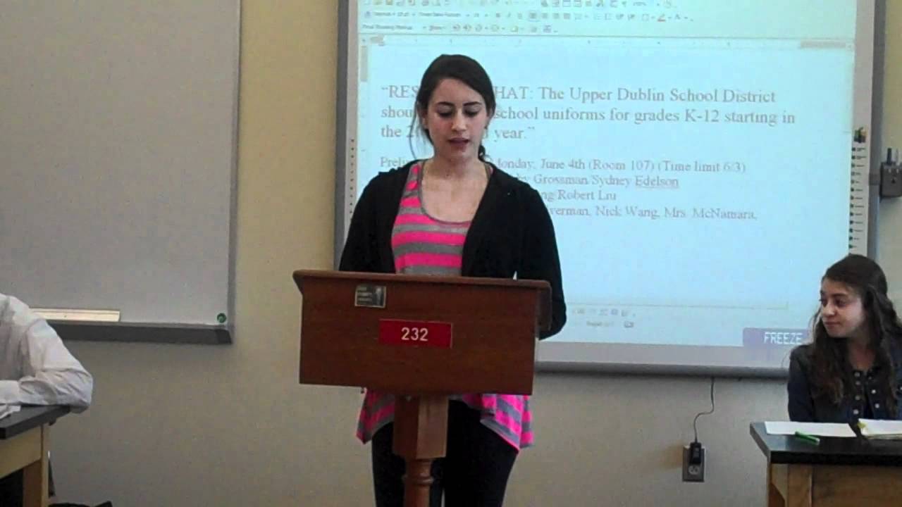 Sydney E School Uniform Debate 1st Affirmative YouTube