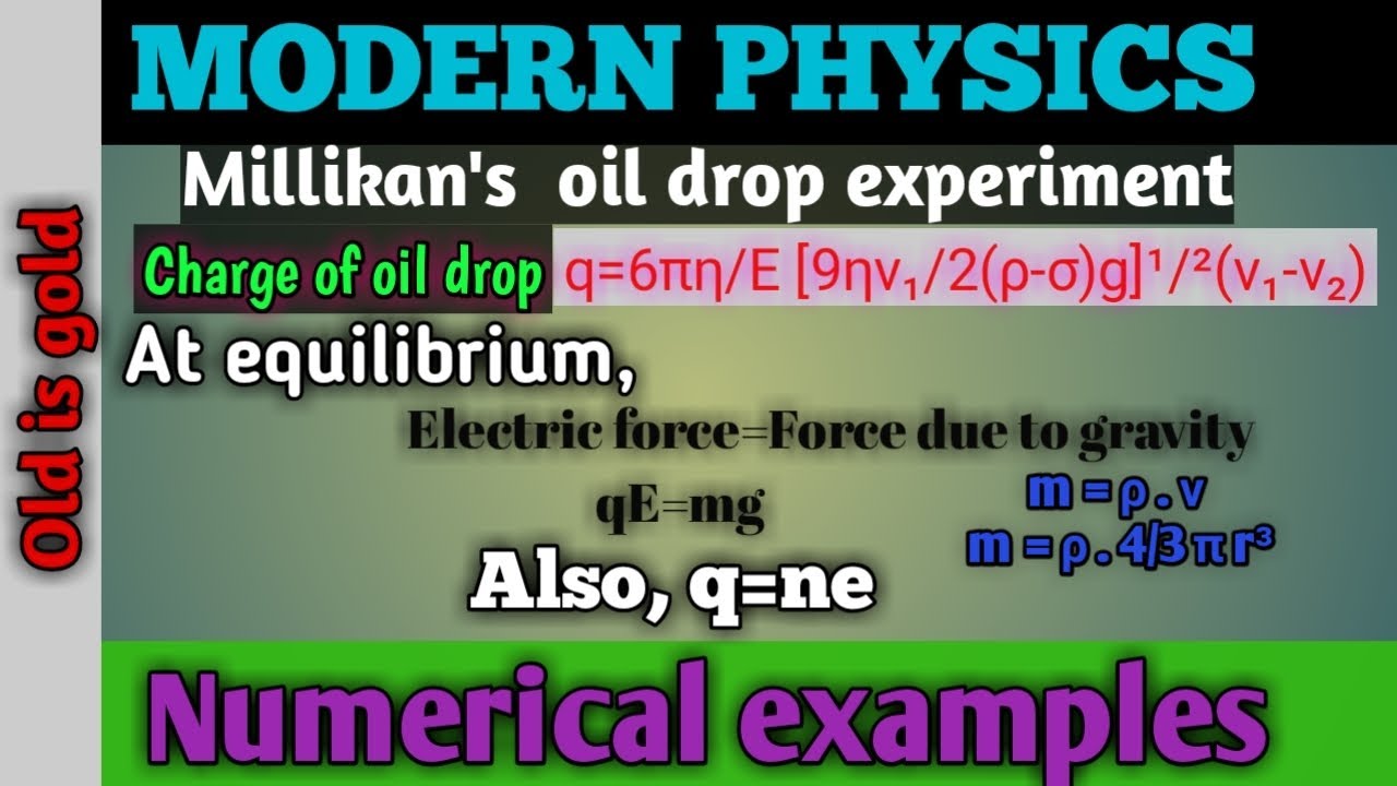 MODERN PHYSICS - Numericals on millikan's oil drop experiment