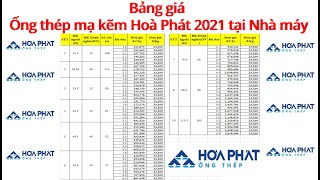 Bảng giá Ống thép mạ kẽm nhúng nóng Hoà Phát 2021 tại nhà máy