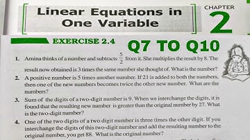 Ex 2.4 Q7 to Q10  Linear Equations In One Variable NCERT class 8 in hindi | Rajmith Study