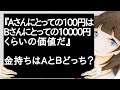 『Aさんにとっての100円は、Bさんにとっての10000円くらいの価値だ』金持ちはAとBどっち?