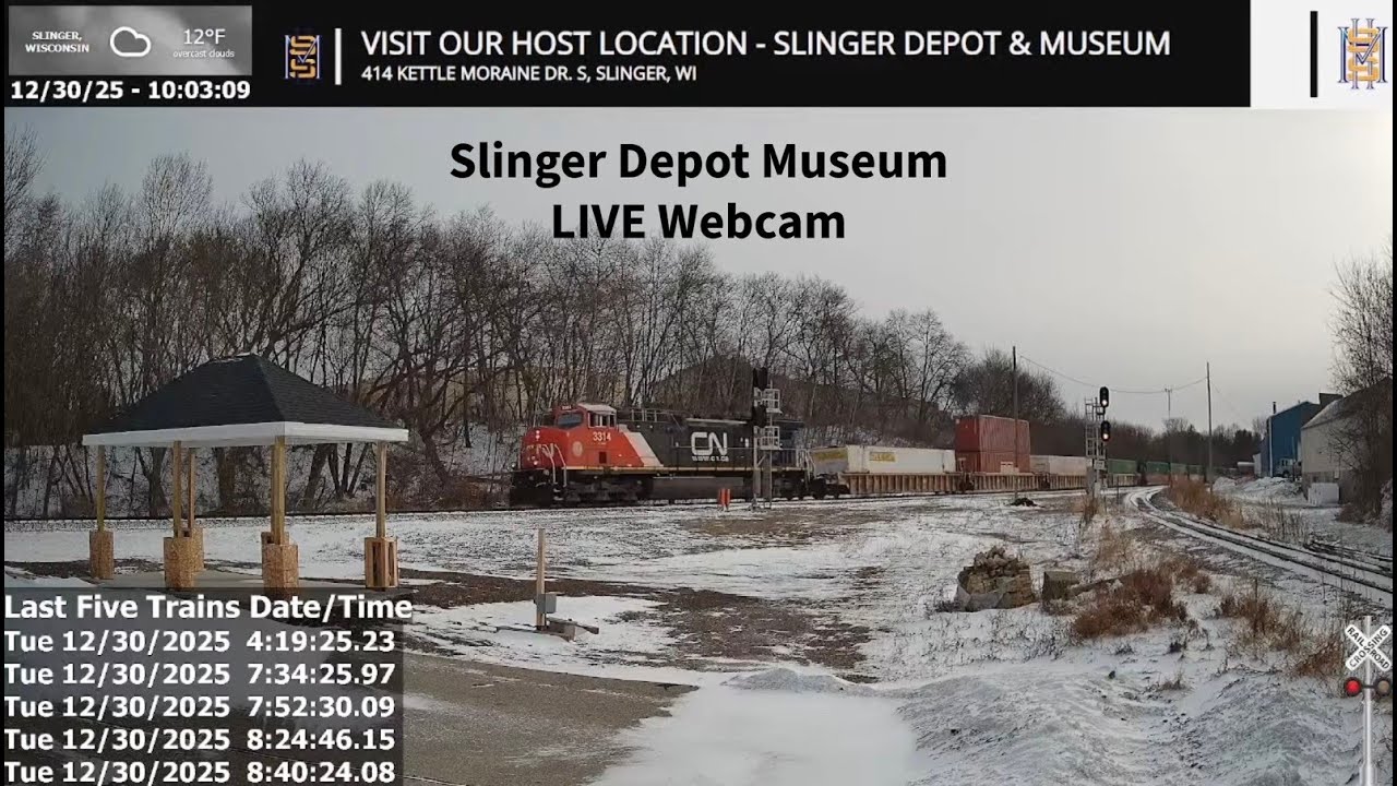 Slinger Depot Museum Live Railcam - Slinger, WI 