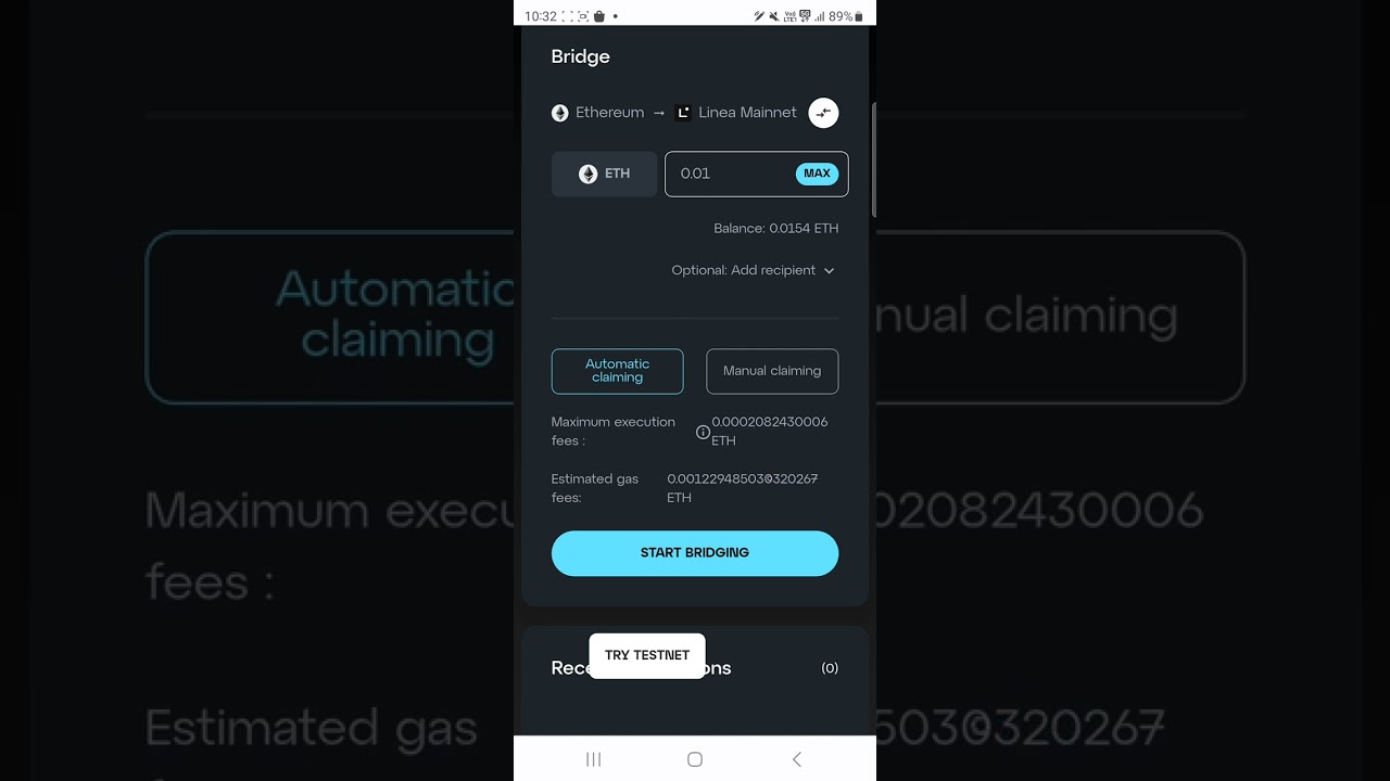 Bridge ETH to Linea Mainnet on Mobile (Android, iPhone)