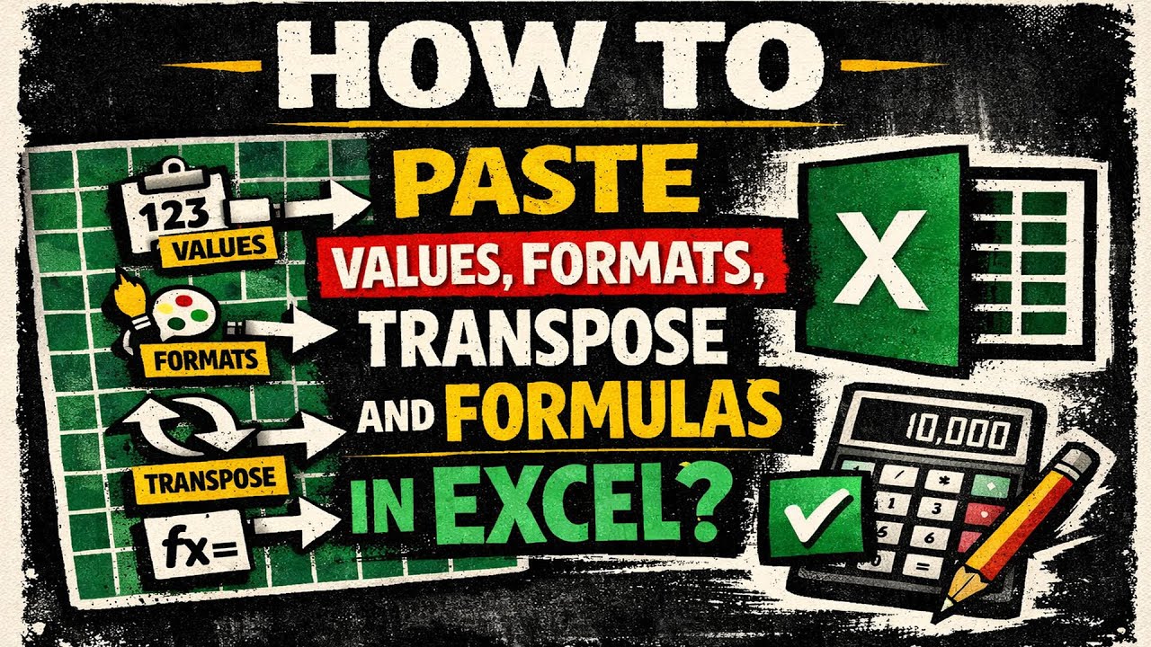 Как вставлять значения, форматировать, транспонировать и использовать формулы в Excel?