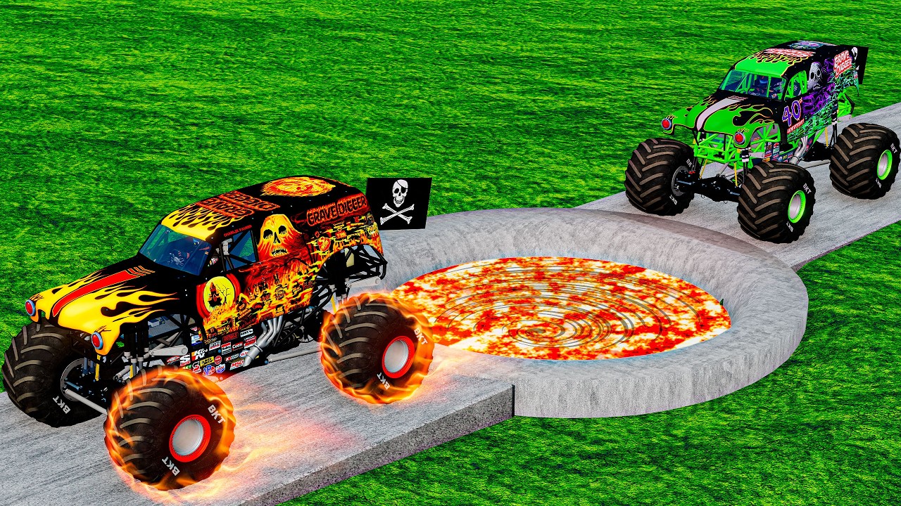 MONSTER TRUCKS vs LAVA PORTAL - BeamNG Monster Truck Crashes