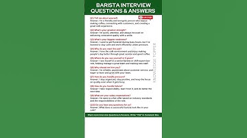 Barista Interview Questions and Answers | Barista Job Interview Questions and Answers