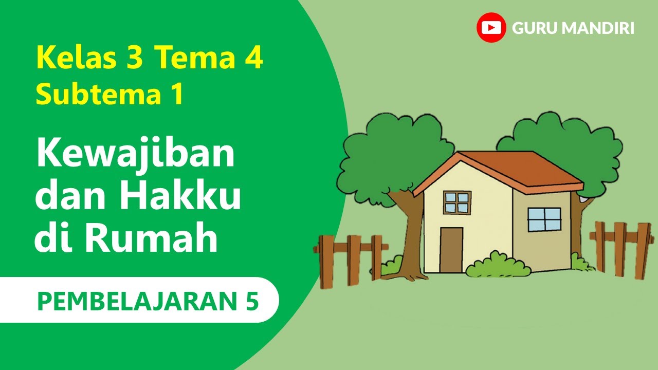 Kelas 3 Tema 4 Subtema 1 Pembelajaran 5 Kewajiban Dan Hakku Di Rumah Youtube