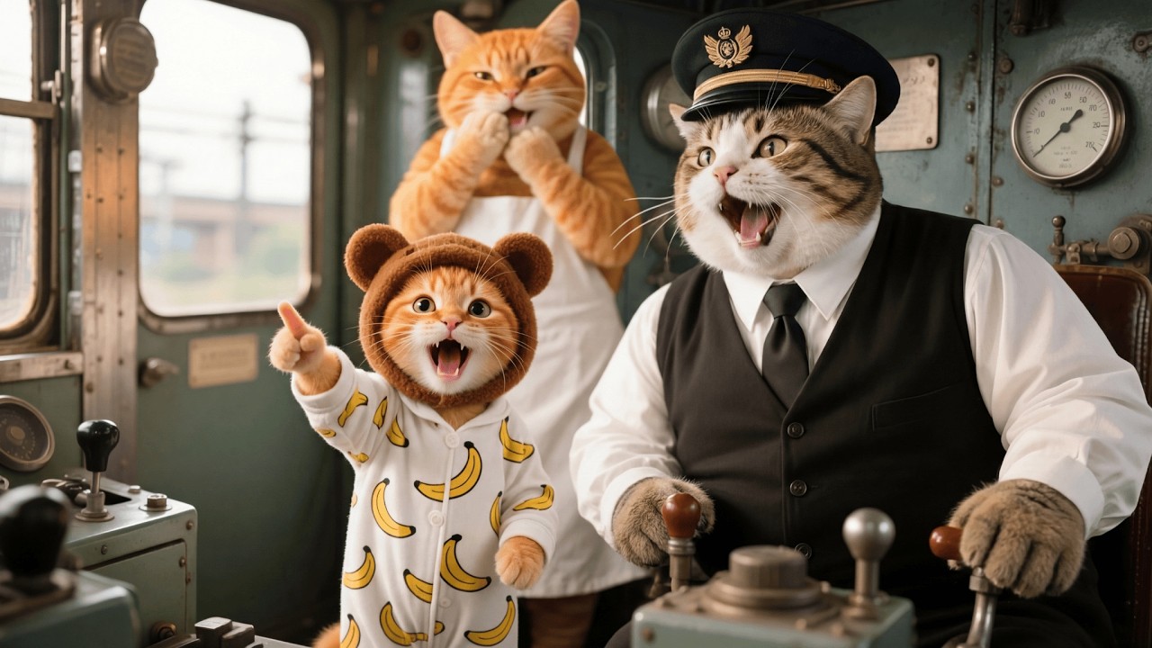 Mama Cat Childhood Train Is Closing Soon Ginger Kitten Joins Her for One Last Memory Ride 🐱🚂