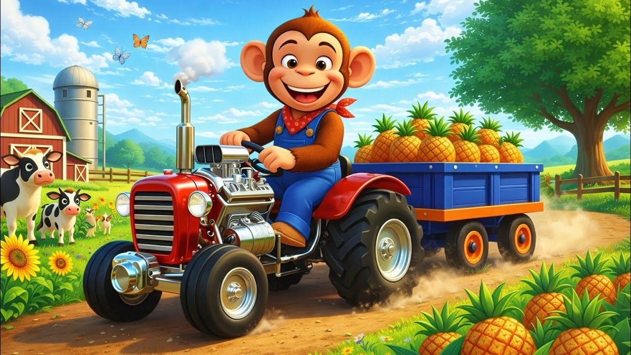Monkey Farmer Drives Tractor to Deliver | Mama Monkey 🐵 Cartoon 