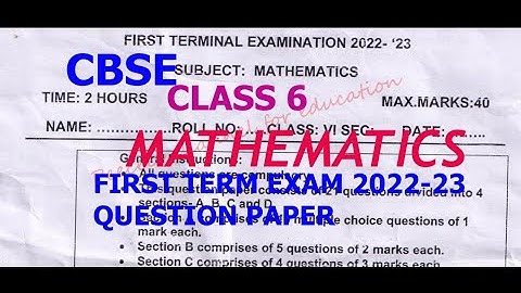 CBSE / CLASS 6 / MATHEMATICS / FIRST TERM 2022 -23 QUESTION PAPER.