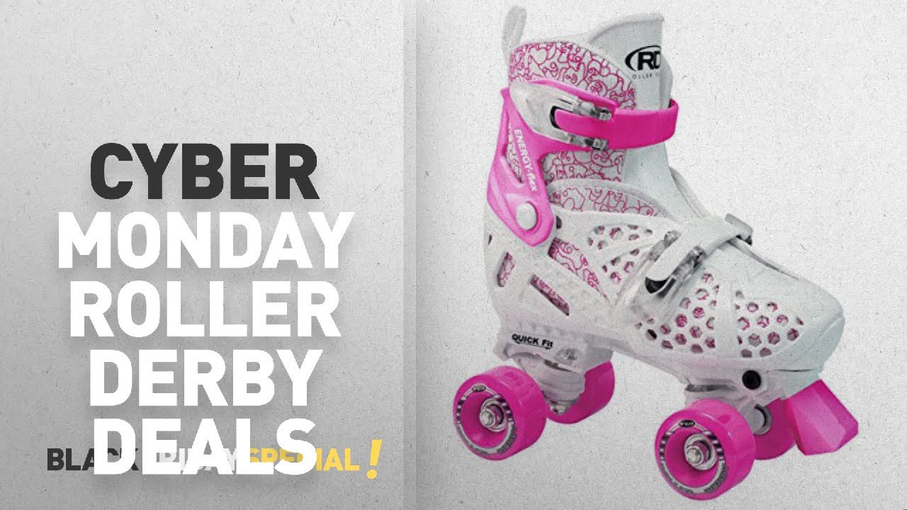 Top Cyber Monday Roller Derby: Roller Derby Girl's Trac Star Adjustable Roller Skate, White/Pink,