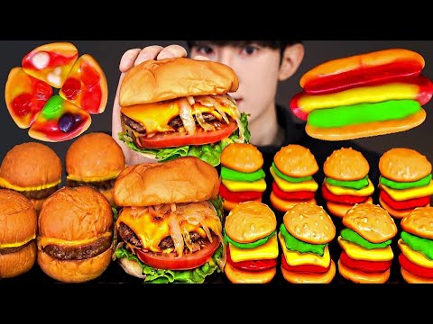 ASMR MINI BURGERS JELLY RECIPE PARTY 직접 만든 미니 햄버거 젤리 먹방 DESSERTS MUKBANG EATING SOUNDS