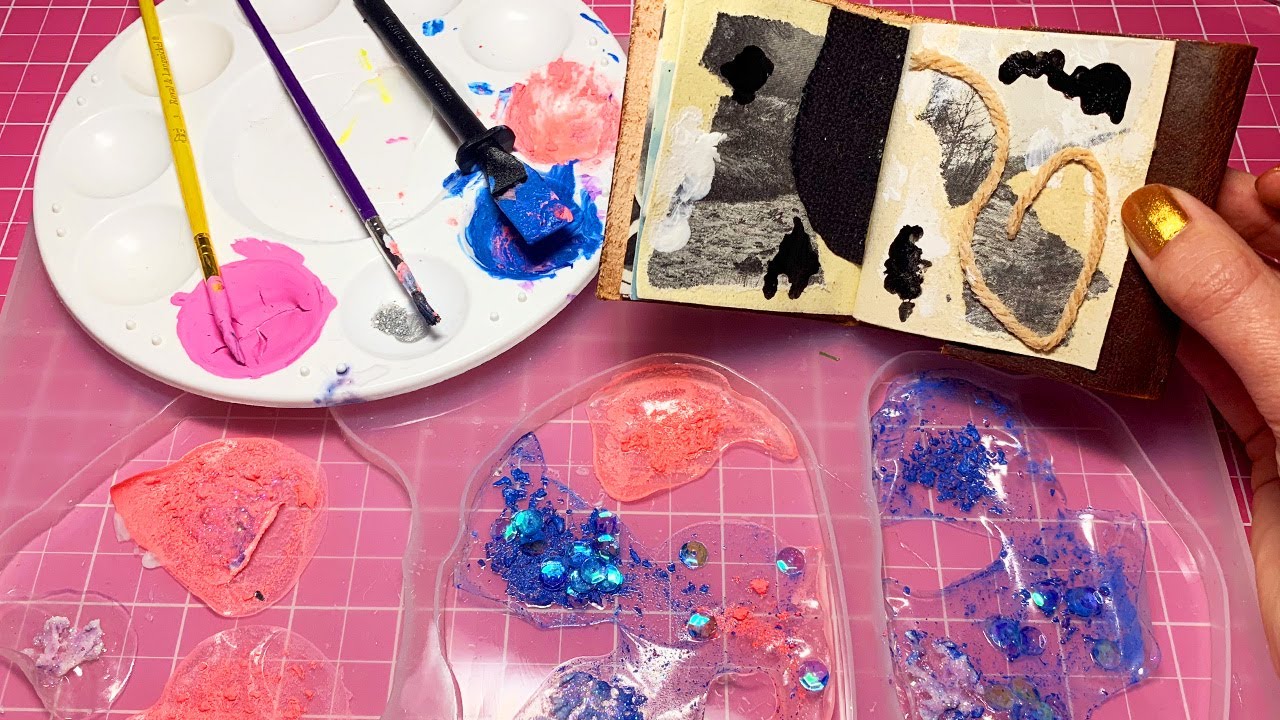 ASMR Glue Peeling, Art Journal and Painting (Whispered) YouTube