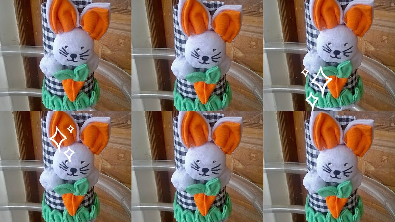 DO LIXO AO LUXO: COELHINHO  FEITO COM  FUXICOS E ROLO DE PAPEL HIGIENICO