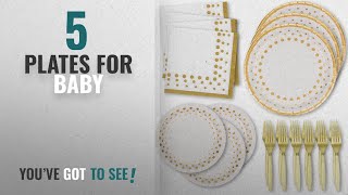 Best Plates For Baby [2018]: White and Gold Dot Disposable Paper Plates \& Napkins; 50 Dinner Plates