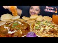 Butter chicken with tangdi  with lots of soft luchi and butter chicken poutine food eating show