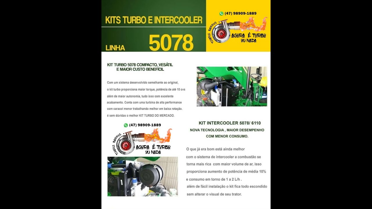 JD5078 GABINADO TURBO INTERCOOLER INSTALANDO KIT DE TURBINA E