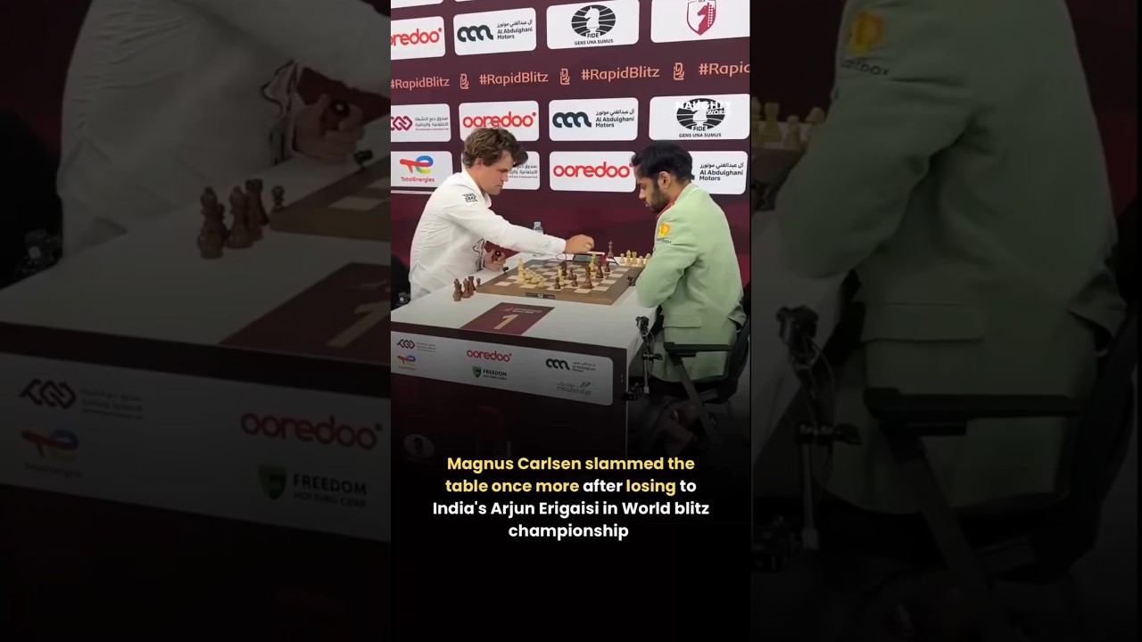 Magnus Carlsen Slams table once again after losing to Arjun-India 🔥