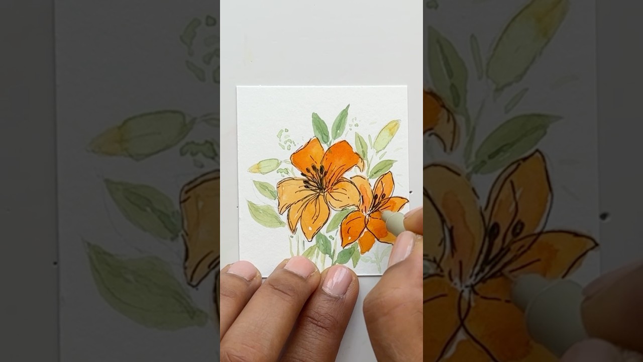 Watercolor Mini Art | Easy Lily Painting Step by Step 